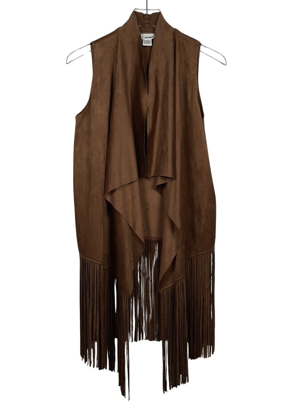 Sans Souci Micro-suede Open Fringe Vest Size Small
